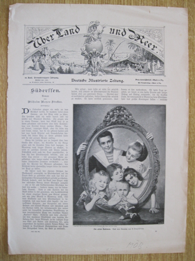 Portada periódico alemán Por tierra y mar, 1902.